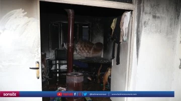 Yangın &ccedil;ıkan evde 6 kişi dumandan etkilendi