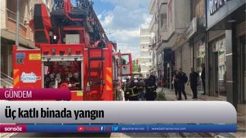 &Uuml;&ccedil; katlı binada yangın