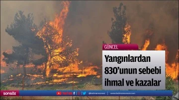 Yangınlardan 830'unun sebebi ihmal ve kazalar