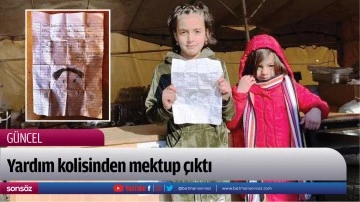 Yardım kolisinden mektup &ccedil;ıktı