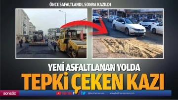 Yeni asfaltlanan yolda tepki &ccedil;eken kazı