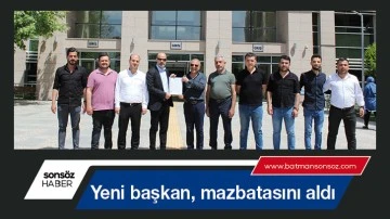 Yeni başkan, mazbatasını aldı