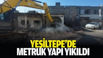Yeşiltepe&rsquo;de metruk yapı yıkıldı