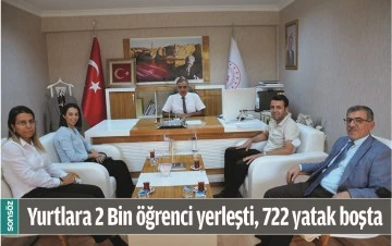 YURTLARA 2 BİN &Ouml;ĞRENCİ YERLEŞTİ, 722 YATAK BOŞTA