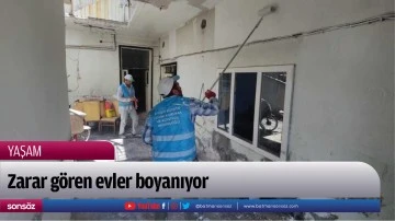 Zarar g&ouml;ren evler boyanıyor