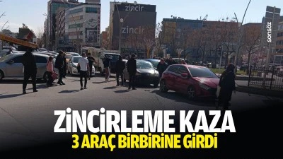 Zincirleme kaza: 3 ara&ccedil; birbirine girdi