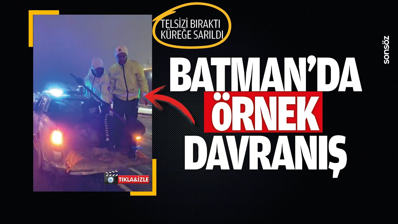 Telsizi bıraktı, k&uuml;reğe sarıldı; Batman&rsquo;da &ouml;rnek davranış