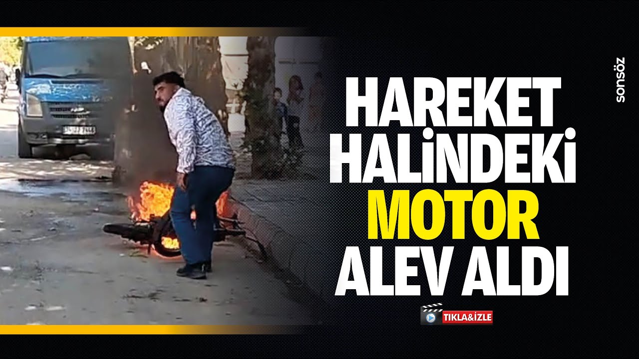 Hareket halindeki motor alev aldı
