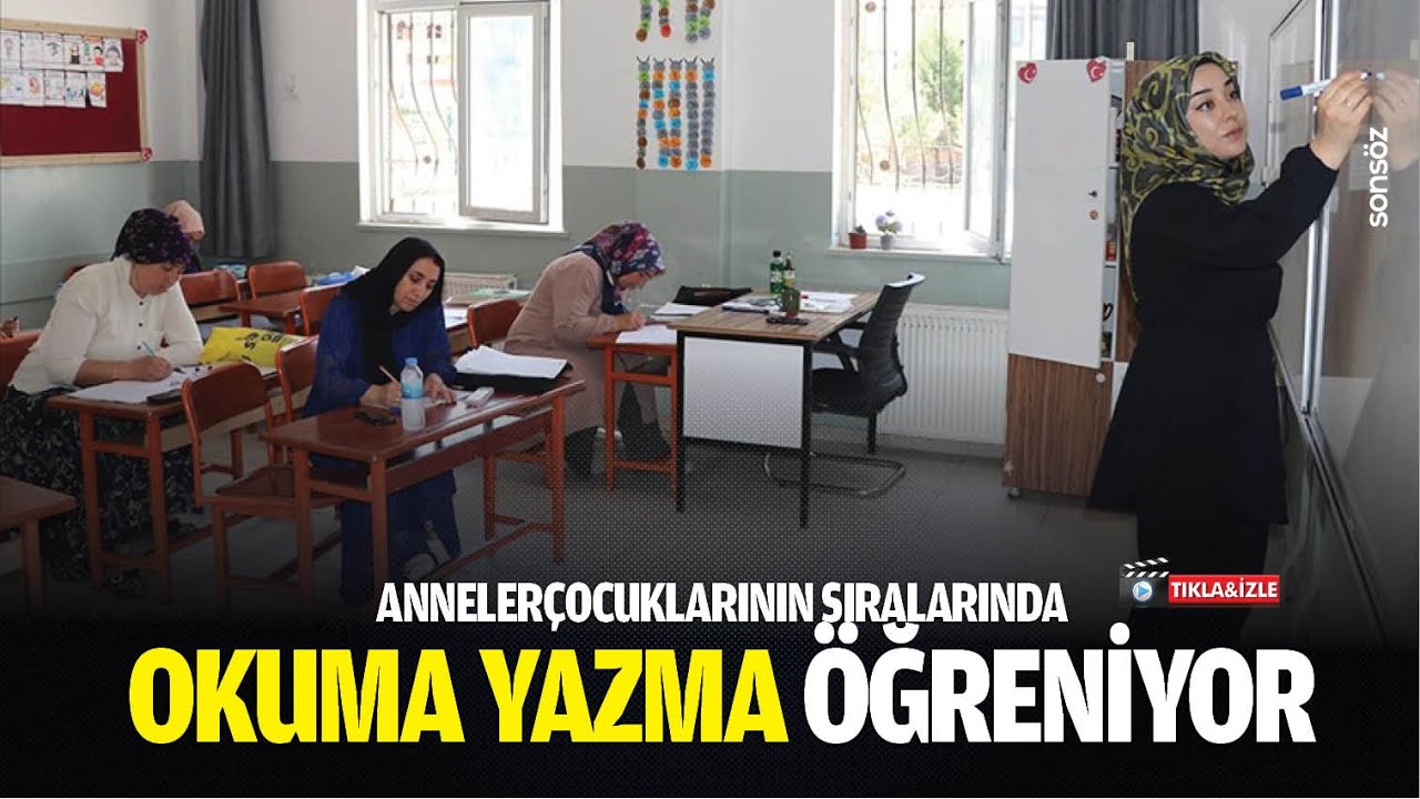 Anneler, &ccedil;ocuklarının sıralarında okuma yazma &ouml;ğreniyor